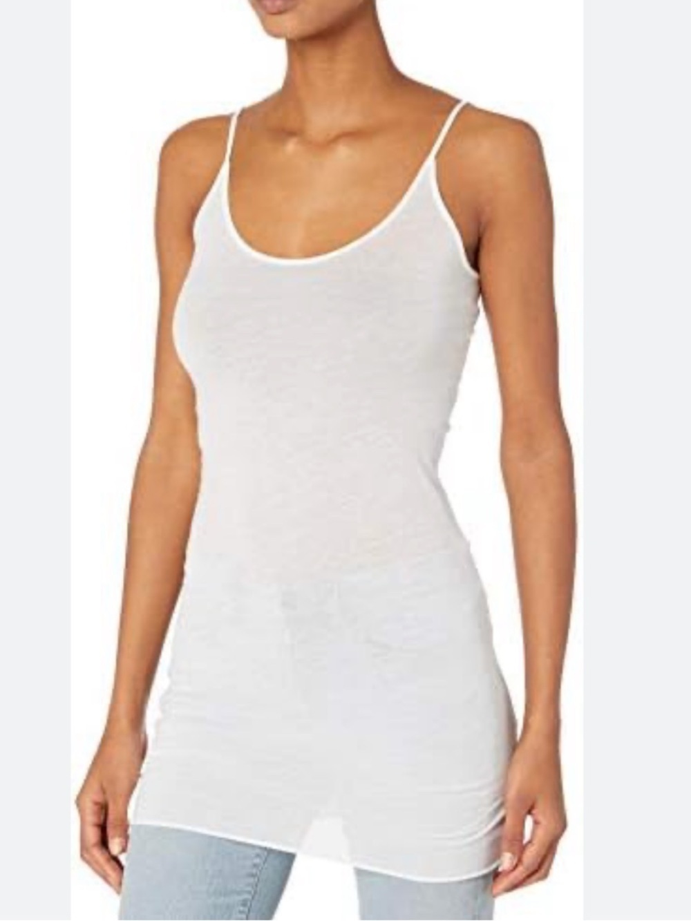 Enza Costa Slim White Spaghetti Strap Cami